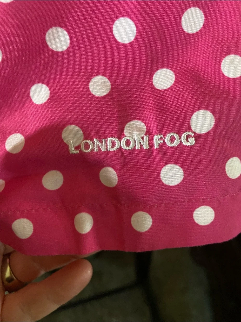 London Fog Bright Pink Polka Dot Raincoat